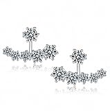 sanfnee Bling Clear Cubic Zirconia Crystal Ear Jackets Stud Earrings Ears Wraps for women