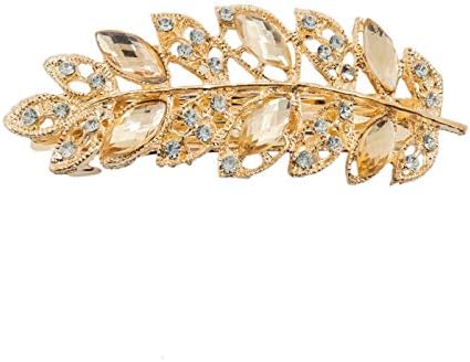 Donatio Crystal Leaf Rhinestone Barrette Hairping Hair Clip For Woman Girl Lady Girlfriend Wedding Gift