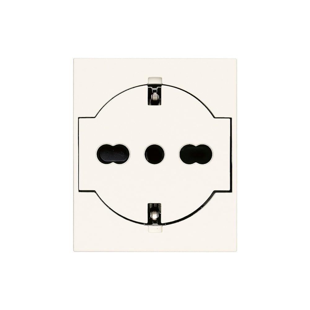 Vimar 30211.B Linea Universal Flush Wall Socket, Italian Standard P40, SICURY, White, 2 Modules