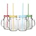 Lily's Home Old Fashioned Mason Jar Mugs with Handles, Polka Dot Lids and Matching Reusable Plastic Straws, Great as Old Fashion Drinking Glasses at BBQs and Parties, Clear (16 oz. Each, Set of 4)