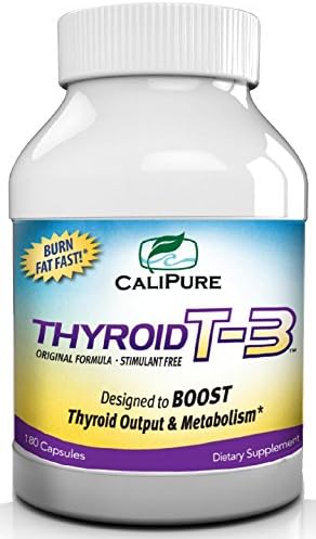 CaliPure Naturals Thyroid Support, Natural Thyroid Glandular Supplement. Increase Energy, Improve Thyroid Health, Weight Loss. 60 Capsules. Thyroid T3
