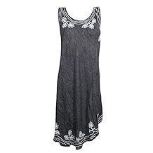 Mogul Interior Womens Caftan Dress Solid Sleeveless Dresses L