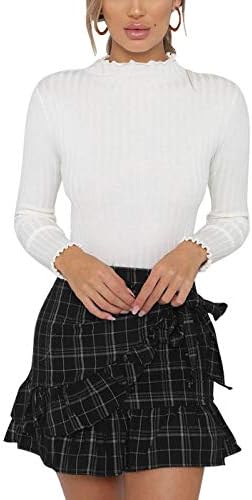 Belypoe Womens Round Neck Long Sleeve Ribbed Casual T-Shirt Knitwear Blouse Top