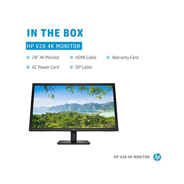 HP-v28-4k-Monitor-3840-x-2160-28-Inch-2-HDMI-1-DP-Black HP v28 4k Monitor (3840 x 2160), 28 Inch, AMD Freesync, (2 HDMI, 1 DP) - Black
