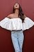 Relipop Women's Off Shoulder Tops Short Sleeve Shirt Strapless Blouses (Medium, White)