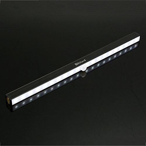 LED Closet Light, Elfeland 20LED Under Cabinet lights, Auto On/Off Cupboard Light Bar, Motion Sensor Wireless Wardrobe Light, Cordless Battery Operated Step Light Bar for Pantry, Stair, 2 Pack