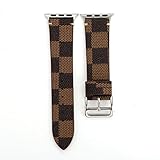 for Apple Watch 42/44mm Plaid Leather Band Wristwach Strap Belt for iwatch Series 4 3 2 1 Men's Watch Loop Brown Bracelet.(Plaid 2-42/44mm)