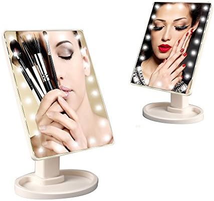 Maysky 22 LED Cosmetic Mirror,Touch Screen Lights 360°Rotation Makeup Mirror，with Removable 10X Magnifying Vanity Mirrors,Battery Operated (Batteries not included)