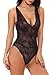 wearella Women Deep V Lingerie One Piece Babydoll Open Back Halter Mini Bodysuit Black