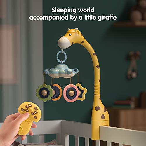 TUMAMA Remote Control Giraffe Baby Crib Mobiles with Projection Light and Music,Volume Up or