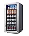 Phiestina 24 Inch Beverage Cooler Refrigerator - 175 Can Built-in or Free Standing Beverage Fridge with Glass Door for Soda Beer or Wine - Drink Fridge For Home Bar or Office (106 cans, Clear)