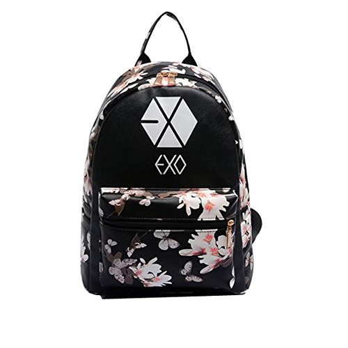 Women girl s flower floral cute kpop exo pu leather bac…