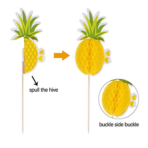 Efivs arts 49 Pieces 3D Flamingo Pineapple cake Cupcakes Toppers Cocktail Picks Party Supplies for Luau Summer Hawaiian Birthday Wedding Beach Party Decoration
