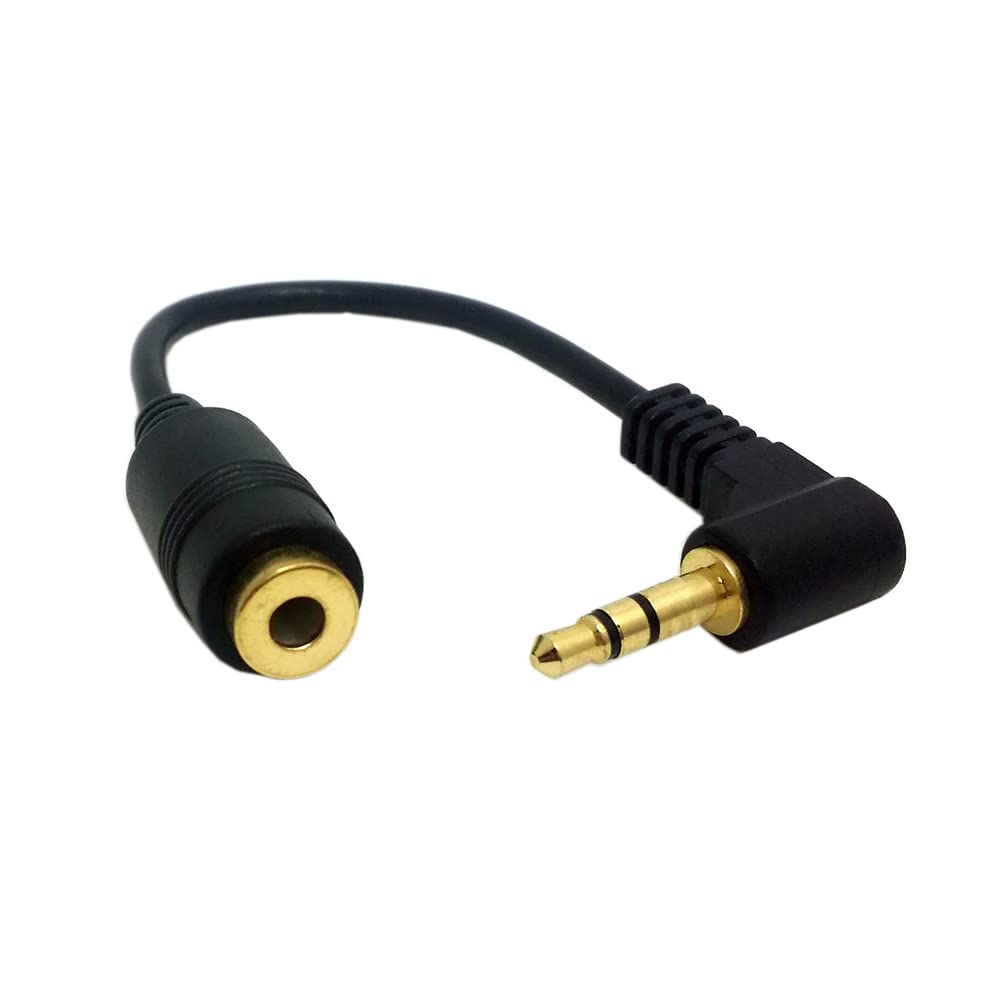 NFHK 90 Degree Right Angled 3.5mm 3poles Audio Stereo Male to Female Extension Cable 10cm Black