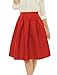 Allegra K Women's Elegant Jacquard Flare Pleated A Line Skirt XL Red