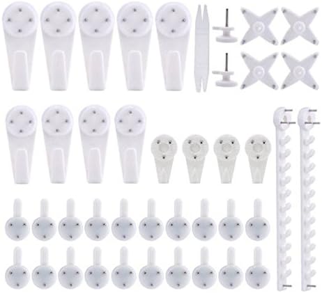 Hanging hooks hanging hanger Value pack Non-Trace / Invisible Wall Picture Hooks hanger on Hard-wall Drywall wood Hanging Clock Picture Frame Wedding Photos Mirror White (42HOOKS)