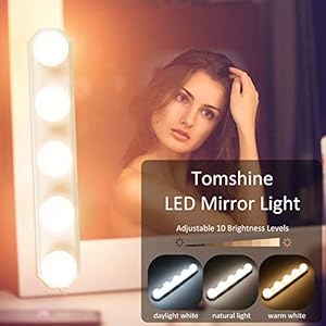 Tomshine Led-spiegellamp met USB, 3 kleurmodi, make-uplamp voor spiegel, 10 niveaus dimbaar en IP43 waterdicht, 8 W