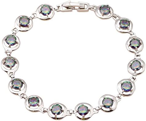 Mystic Topaz Rainbow Bracelets For Girls 18K Gold Plated Silver Women Fashion Jewelry Tb555A