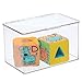 mDesign Plastic Playroom and Gaming Storage Organizer Box Containers with Hinged Lid for Shelves or Cubbies, Holds Small Toys, Building Blocks, Puzzles, Markers, Lumiere Collection, Clear