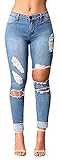 Baifern Women's Casual Hole Destroyed Jeans Pants