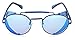 Flowertree STY056 Metal Frame Mesh Fold-in Side Shield Round 52mm Sunglasses (C4-blue+blue, 0)