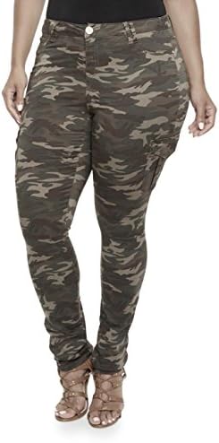 IQ WOMENS PLUS SIZE Stretch Distressed Ripped Camo Camouflage Skinny JEANS PANTS (20-plus, CARGO Camouflage YC279)