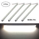 Ampper 12V 48 LEDs Interior Light Bar, 14" 9.6W Strip Light for Car Van RV Boat Trailers Lorries LWB and Home Indoor Use (With On/Off Switch, White, 4 Pcs)