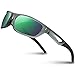 RIVBOS Polarized Sports Sunglasses Driving Sun Glasses Shades for Men Women Tr90 Frame for Cycling Fishing Running RB831 Transparent Grey Frame/Green Lens