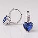GULICX White Gold Tone Sapphire Color Blue Huggie Hoop Earrings Leverback Heart Shape Women Girls