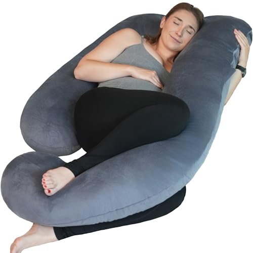 PinkFroggie Pregnancy Pillows, Soft U-Shape Maternity Pillow with Removable Cozy Velvet Cover-Full Body Support Pillows for Adults Sleeping-Pregnancy Must Haves