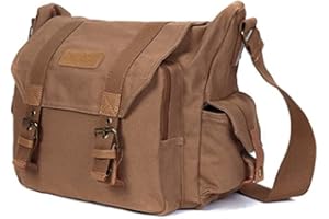 Cwatcun Camera Bag Lightweight Vintage Waterproof Canvas Shockproof Camera Shoulder Messenger Bag Compatible for Canon Sony N