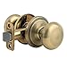 Kwikset Juno Interior Passage Door Knob, Handle For Closet and Hallway Doors, Non-Locking Doorknob in Antique Brass, with Microban Protection