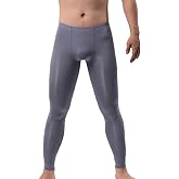 Men's Ice Silk Sheer Leggings Pants Underwear Bottoms Low Rise Elastic Trousers Long Johns