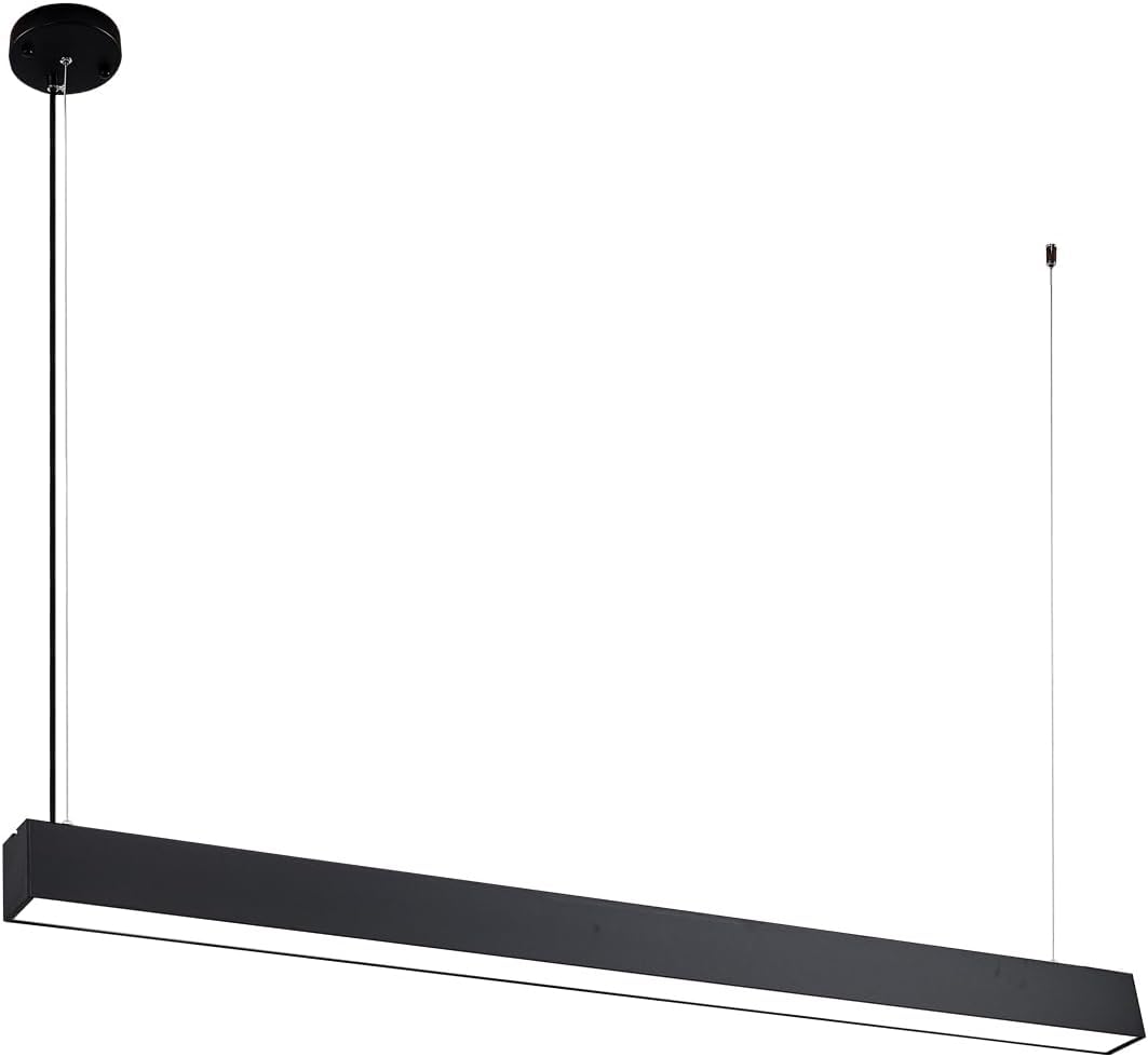 Photo 1 of (PARTIAL SET) be studied 2.4G Remote Series LED Linear Light Fixture with Remote, 4FT 43W Downlight and 7W Uplight, 3000K-6000K Color Changing, Dimmable Hanging Office Shop Light, Black