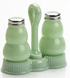 Mosser Glass Salt and Pepper Shaker with Tray in Jadeite