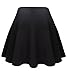YIANNA Women's Basic Versatile Stretchy Flared Umbrella Skirts Women Knee Length, YA6015-Black-M