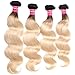 UNice 10A Ombre Blonde Body Wave Human Hair 1 Bundle 12 inch, Brazilian Remy Hiar Two Tone Dark Roots 613 Honey Blonde Wavy Weave 1B613 Color