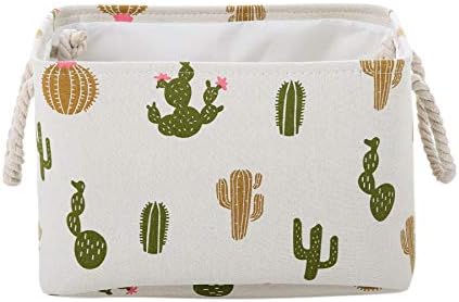 AOLIWEN Storage Bins Baskets Polyester Cotton Waterproof Fabric Storage Bins for Cloth Storage Bathroom Storage Baskets for Closet Storage,Toys Books Basket for Gifts 3 Size (Cactus, M:13.4'' L)