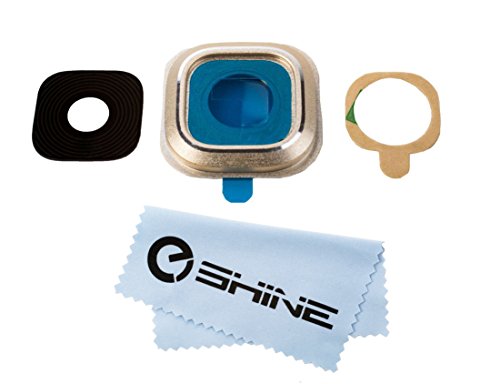 EShine Back Rear Camera Glass Lens Cover Ring Replacement + Adhesive for Samsung Galaxy Note 5 N920 (ALL CARRIERS)+ EShine Cloth (Gold)