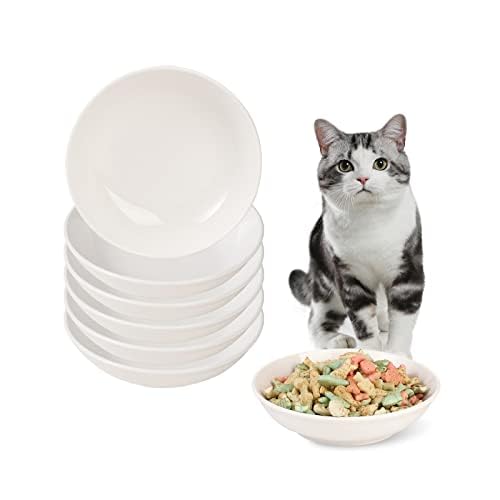 Photo 1 of Ceramic Cat Dishes for Food - Cute Cat Bowl Set of 6 - Wide, Shallow, Whisker Friendly - Minimalist Style - Microwave and Dishwasher Safe - 8.5 oz - 5.75 inch