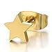 Pair Gold Color Moon and Star Stainless Steel Plain Stud Earrings for Women and