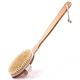 Long Handle Bath Body Brush with Detachable Head and Natural Bristles