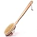 Long Handle Bath Body Brush with Detachable Head and Natural Bristles