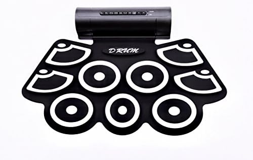 Kiker Electronic Roll Up MIDI Drum Kit with Built in Speakers, Foot Pedals, Drumsticks, and Power Supply, Rollup Drum Set