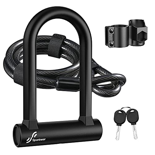 Sportneer Bike Lock Set Heavy Duty Bike U Lock with 5 Ft Security Steel