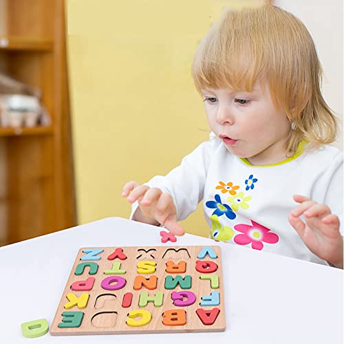Wooden Puzzles for Toddlers, 3pack Alphabet Shape Puzzles for Kids 3 Wooden Montessori Toddler Wooden Alphabet Number Shape for Kids 3 Years Old Boys & Girls