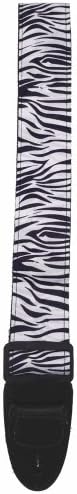 Master Strap Guitar Strap - Zebra, White - Black Leather Ends with Built In Pick Pocket