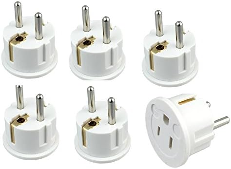 Tmvel American USA to European Schuko Germany Plug Adapters CE Certified Heavy Duty - 6 Pack