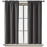 Deconovo Rod Pocket Blackout Curtains Room Darkening Thermal Insulated Curtains 38x45 Inch Dark Grey 2 Panels