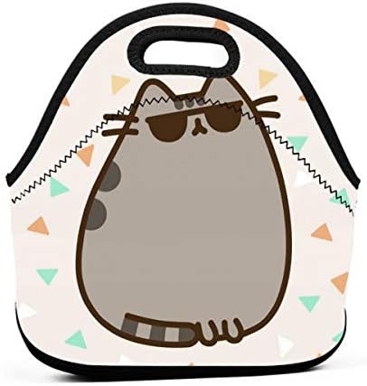 P-usheen Cat Neoprene Lunch Bag Adult Children Portable Lunch Tote Bags Wish Zipper Suitable For Office School And Outdoor Picnic Lightweight Lunch Box